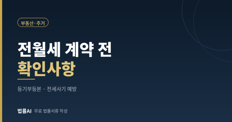 전월세 계약 전 확인사항 총정리 (등기부등본 보는 법·전세사기 예방)